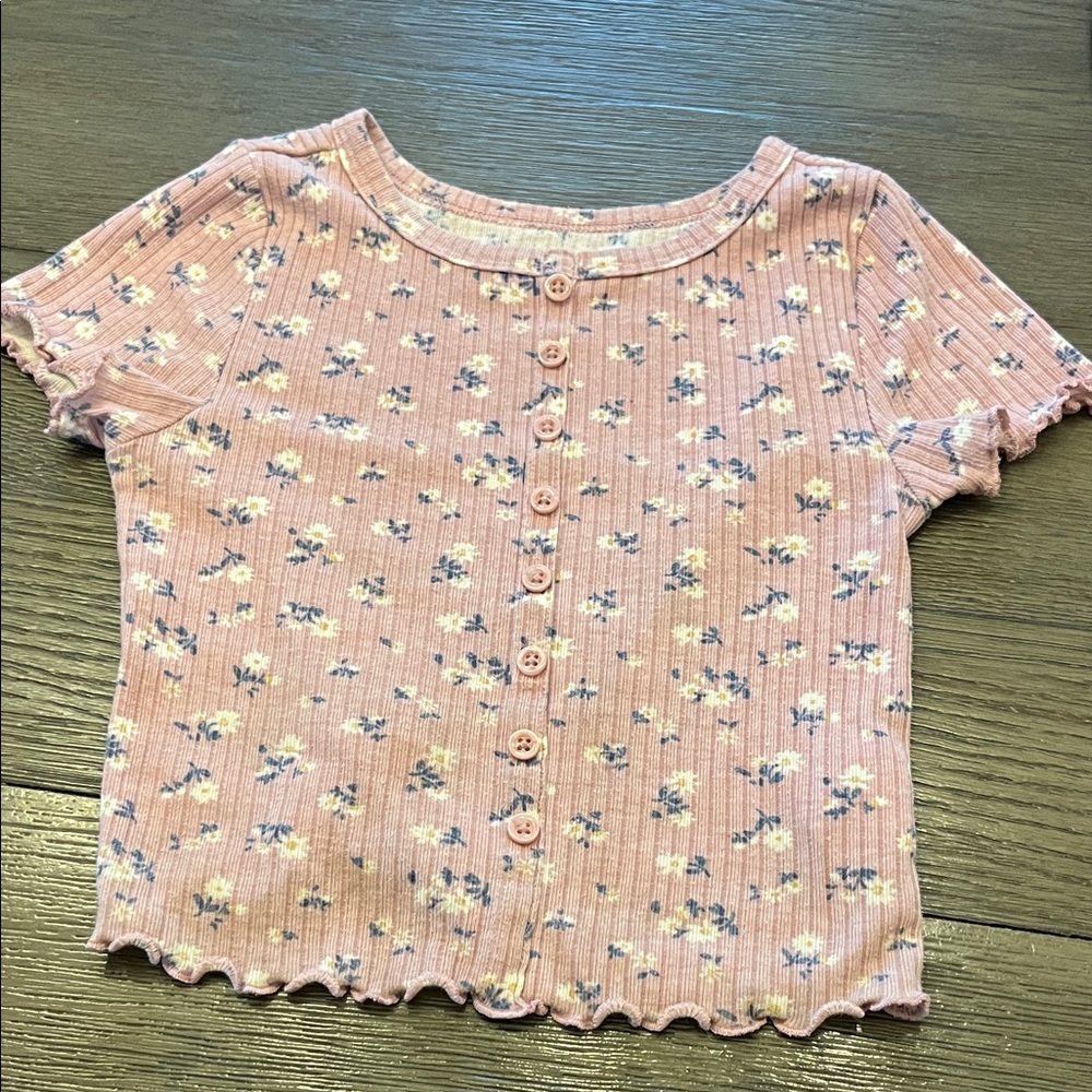 Wonder Nation Pink Floral Button Down Shirt